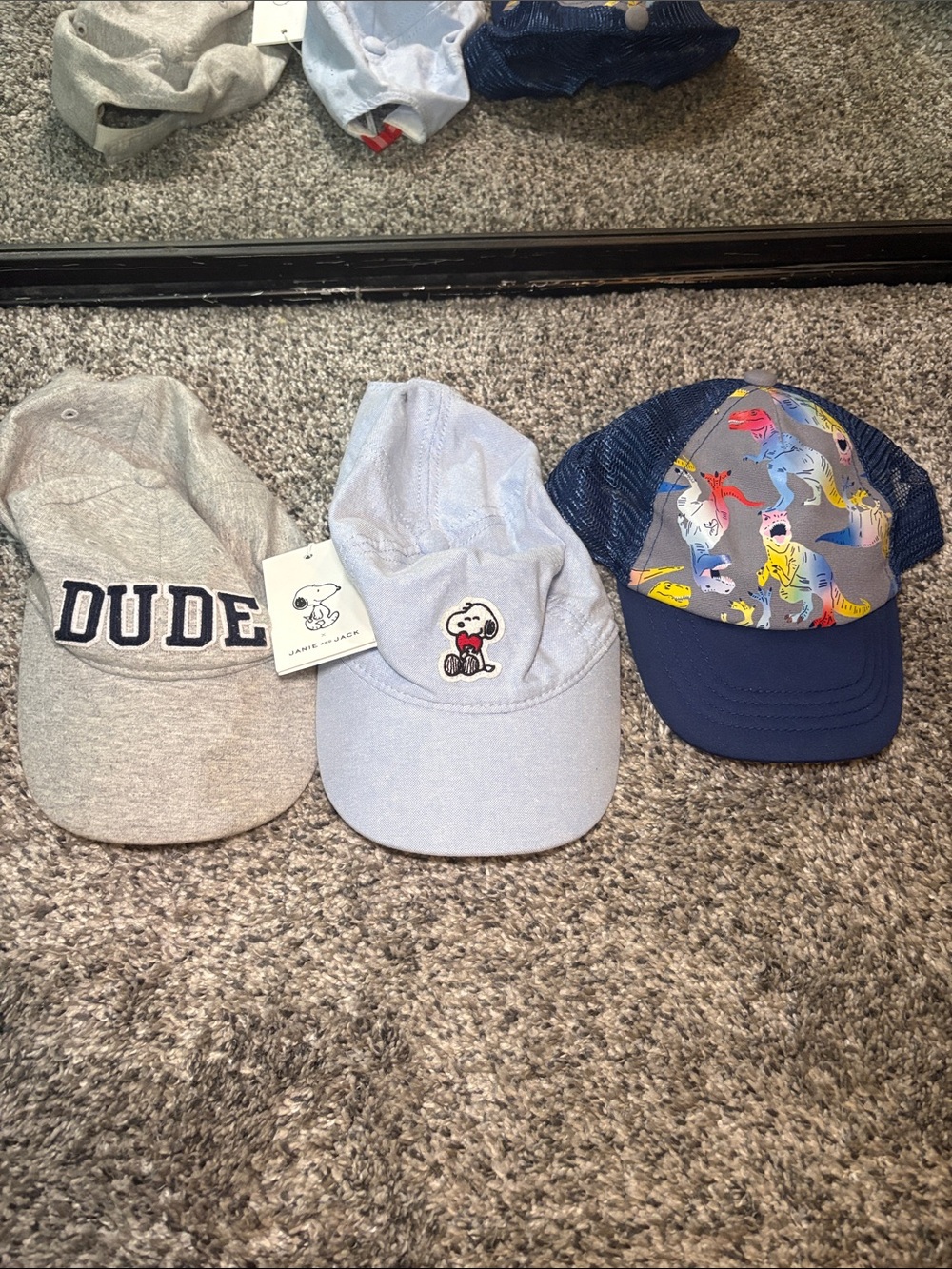Janie and Jack Light Blue Kids Baseball Cap with Snoopy Patch